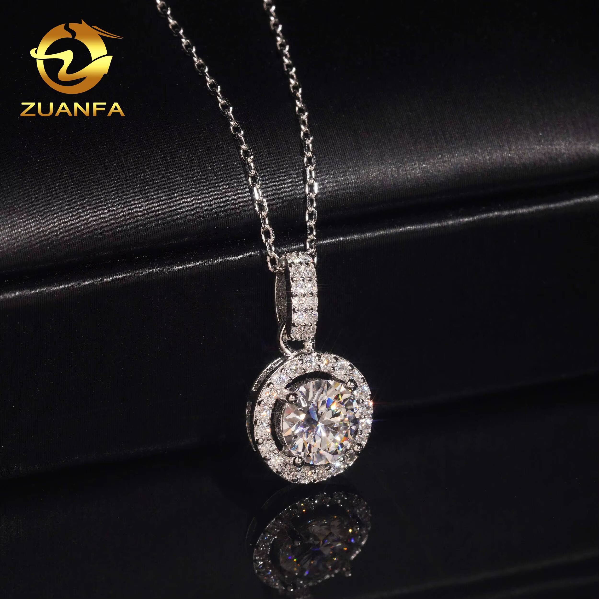 Local Stock Fast Shipping 925 Sterling Silver 1ct Moissanite Fashion Womens Pendant Necklaces