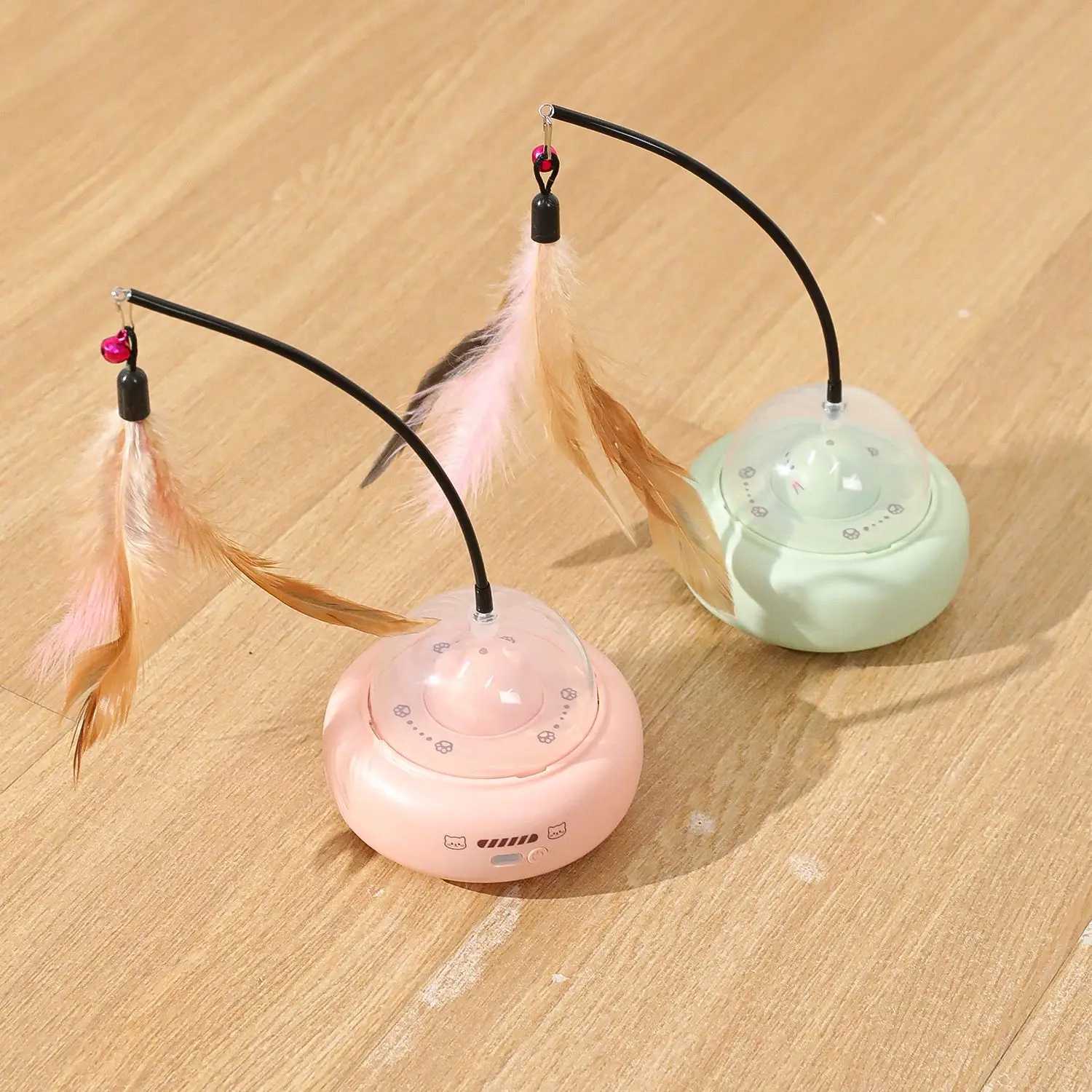 Electric Smart Teaser Cat Toy UFO Cat Teaser Stick With Bell Training Pet Toys Replaceable Feather Interactive Cat Supplies S251029
