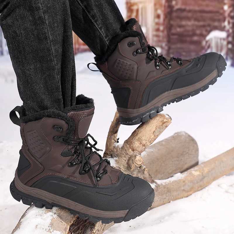 Winter Warm Men Ankle Boots Comfortable Man Snow Boots Outdoor Cotton Work Boots Nonslip Waterproof Mens Hiking Climbing Shoes Z251029