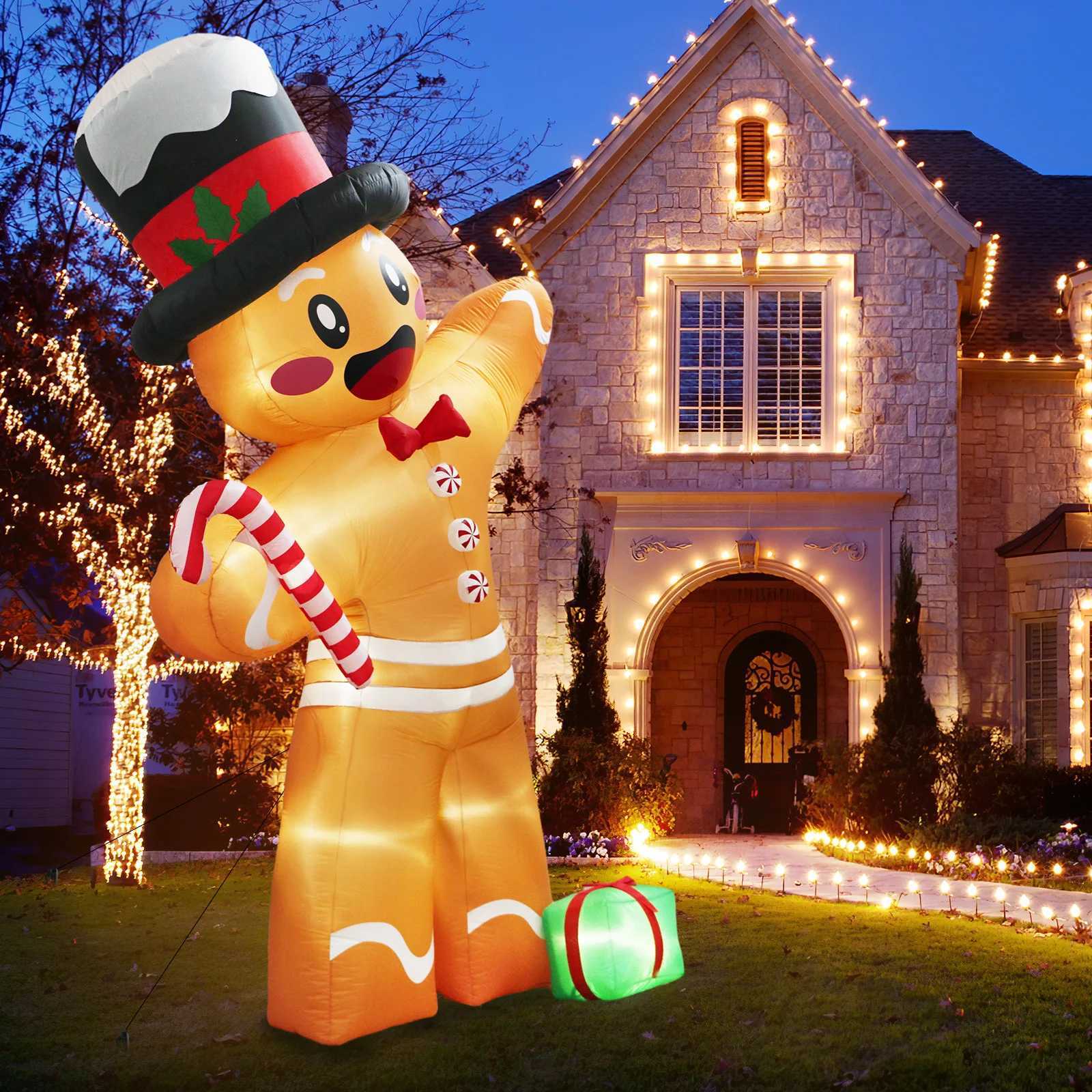 OurWarm 12FT Christmas Inflatables Outdoor Decorations Giant Gingerbread Inflatable Christmas Blow Up for Outdoor Lawn Garden C251030