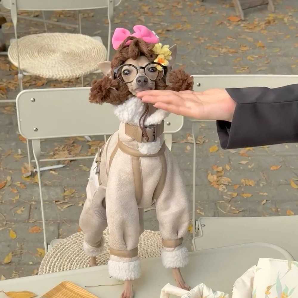 Winter et For Little Greyhound Fleece Khaki Sweatshirt for Small Mid Whippet Dogs 4legged Warm Coat for Terrier C251030