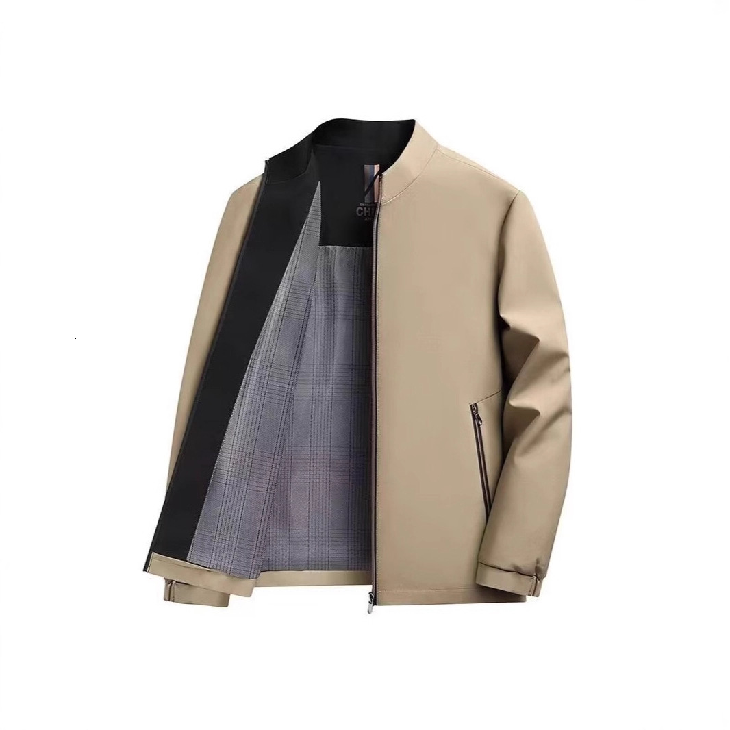 Stand Collar Jacket Men 2025 Spring Designer Jacket Autumn Business Casual Smooth Windproof Non-iron Wrinkle-resistant Versatile Coat Top
