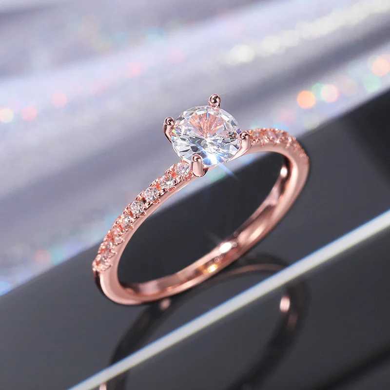 Trendy Rose Gold Silver Color Fashion Engagement Rings for Women Wedding Party Gift Drop Shipping Jewelry R527W251030