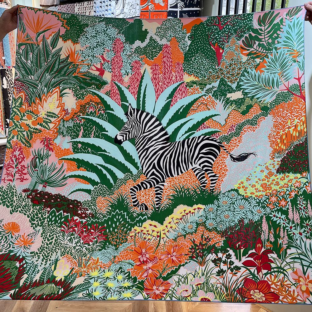 Multi Colored Jungle Zebra Printed Square Scarf Imitation Silk Thick Warm Scarf Fashionable And Versatile Shawl Exquisite Gift Scarf