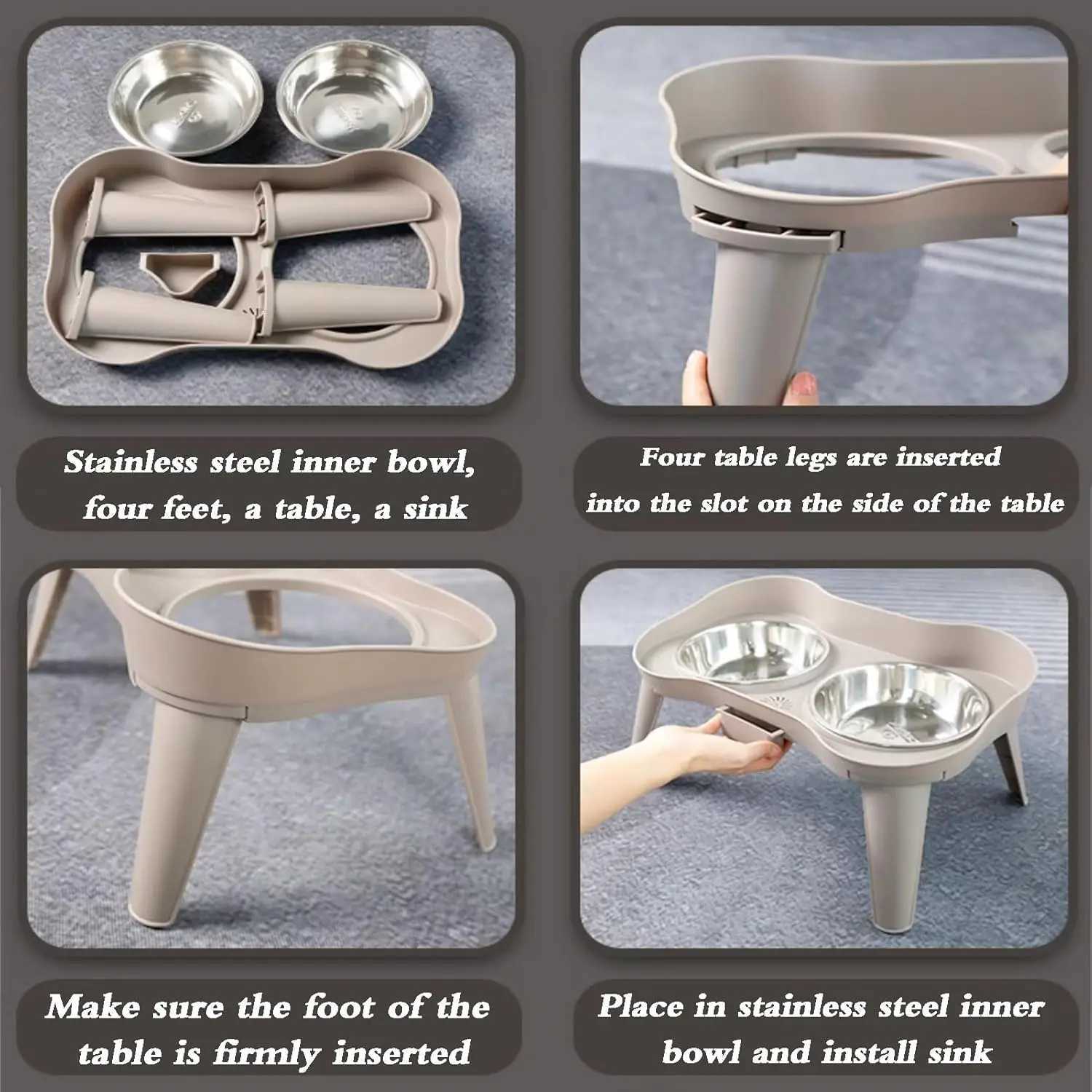 Pet food bowl with stand raised feeder dog bowl spill proof dog water bowl suitable for small medium and large dogs and pets J251113