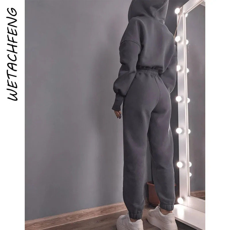 White Overalls For Women Autumn Winter Fleece One Piece Hooded Zipper Long Sleeve Sweatshirts Pants Outfits Jumpsuits Clothes 251027