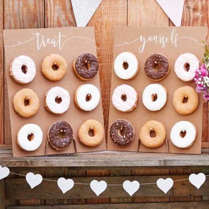 Wooden Donut Stand Wedding Decoration Wall Dessert Doughnut Table Holder Baby Shower Birthday Party Table Decor Supplies C251030