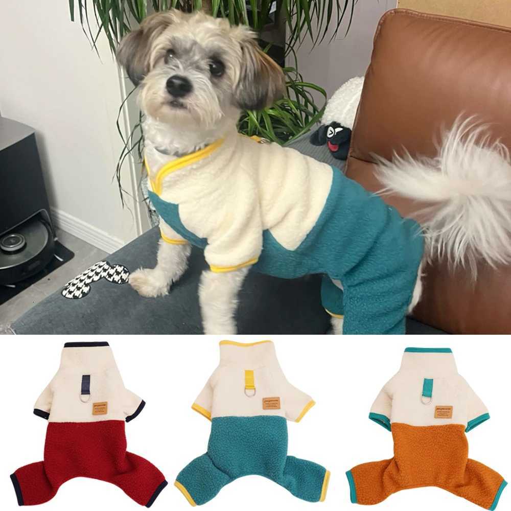 Winter Warm Polar Fleece Jumpsuit for Dogs Cats Plush 4Leg Pet Romper Onesie with Stand Collar Cozy Puppy Kitten Costume Cold C251030