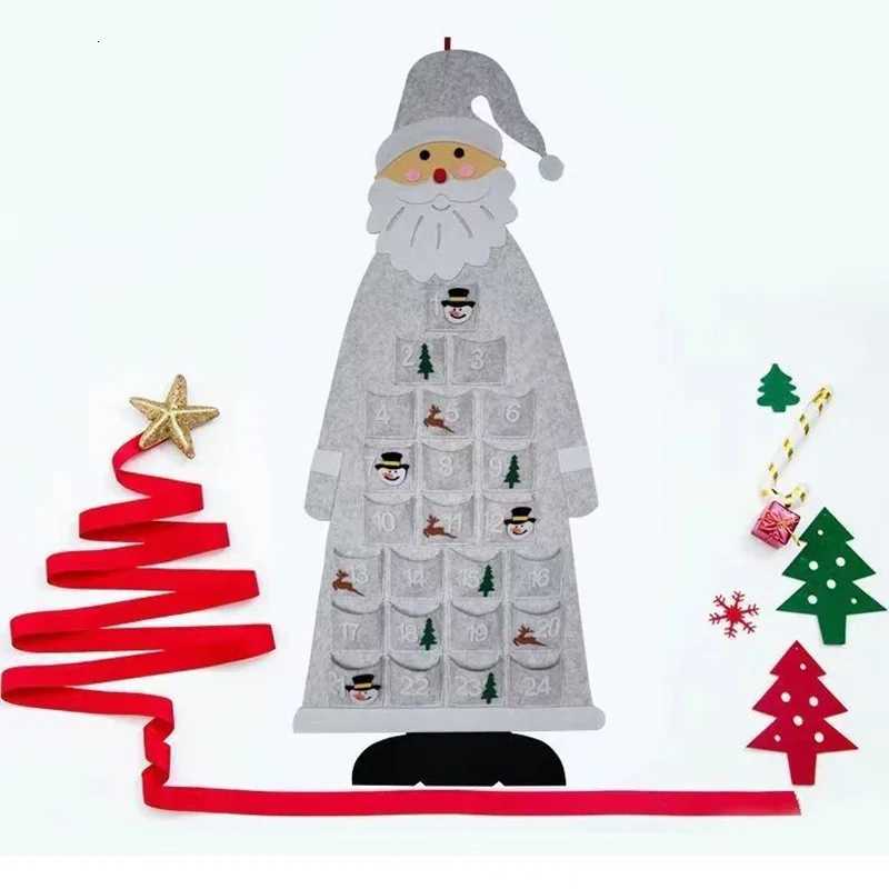Christmas Felt Advent Calendar Wall Hanging Santa Advent Calendar with Pockets 24 Days Kids Toys For Children Christmas Gift C251030