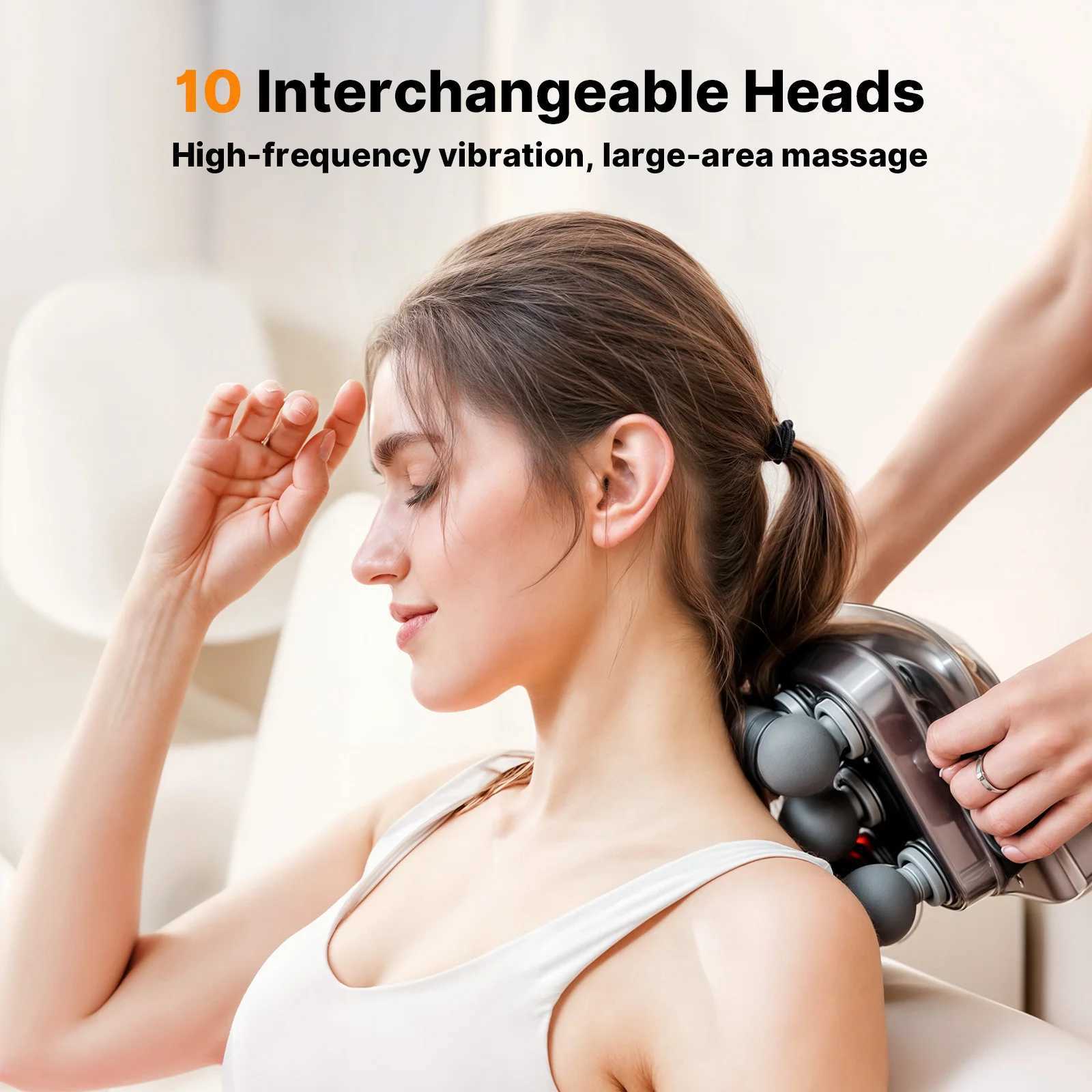 1pc Ten Head Percussion Massage Gun USB Rechargeable Deep Tissue Muscle Relaxation 9 Intensity Levels Silent J251030