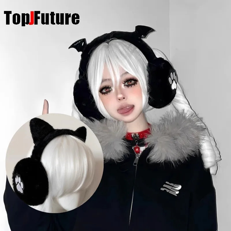 Gothic Lolita EarmuffsPunk er Furry Ear Muff Earmu dark ff Ear Warmer Gothic Steampunk Ear Devils Wings Cycling Earbags 251024