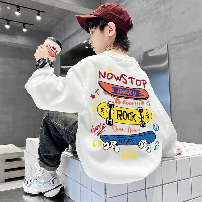 Streetwear Skateboard Sweatshirt Hoodies Autumn Baby Boys Clothing 7 To 14 Years Long Sleeves Tops Pullovers for Kids ClothesT251030