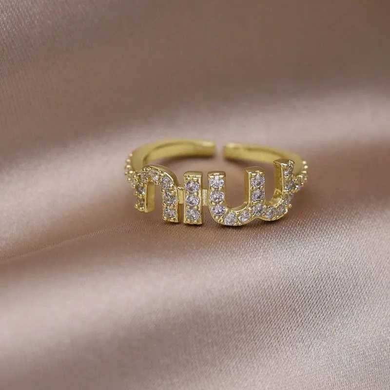 New Copper Fashion Geometric Simple Letter Ring Opening Adjustable Holiday Gifts Accessories WomenW251030