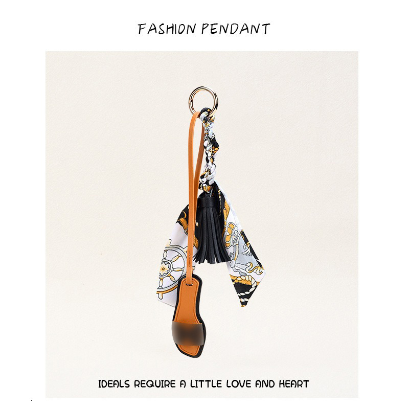 H Home Slippers Ribbon Bow Tassel Bag Car Women Korean Keychain Fashion Pendant