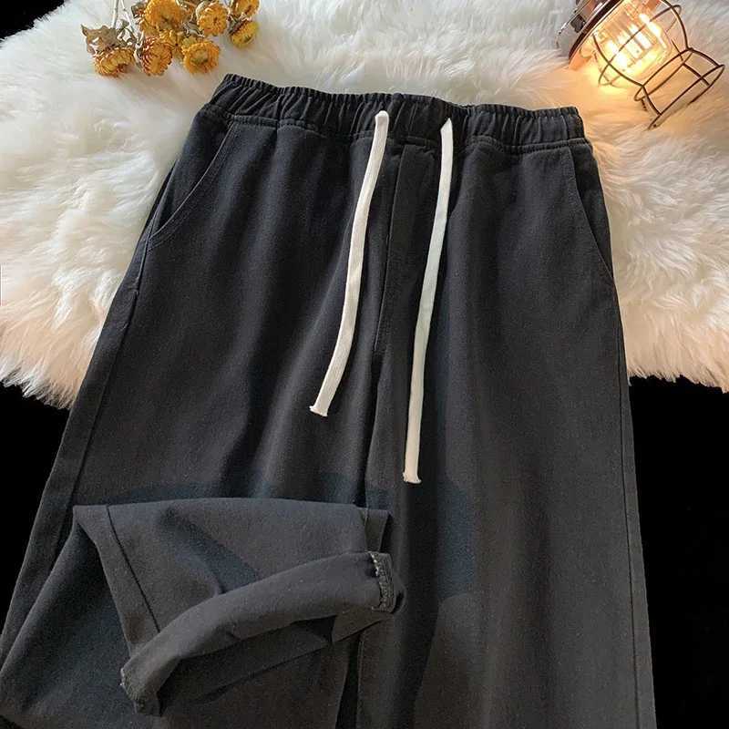 New Autumn Men Baggy Jeans Elastic Waist Korean Fashion Denim Wide Leg Pants Vintage Blue Trousers Streetwear Male Brand J251030