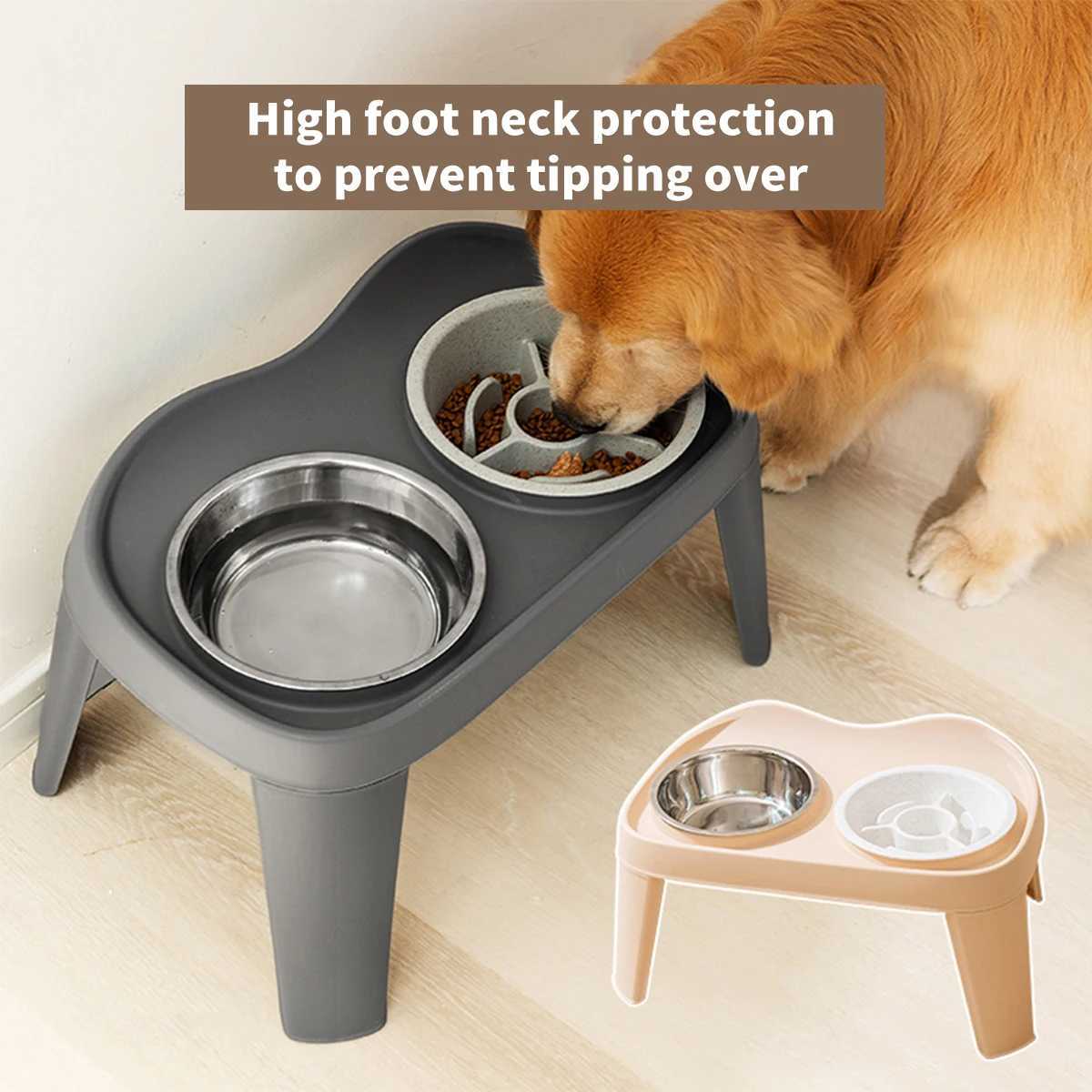 One piece dog classic folding elevated double bowl medium and large dog bowl golden retriever large dog feeding bowl pet bowl J251113