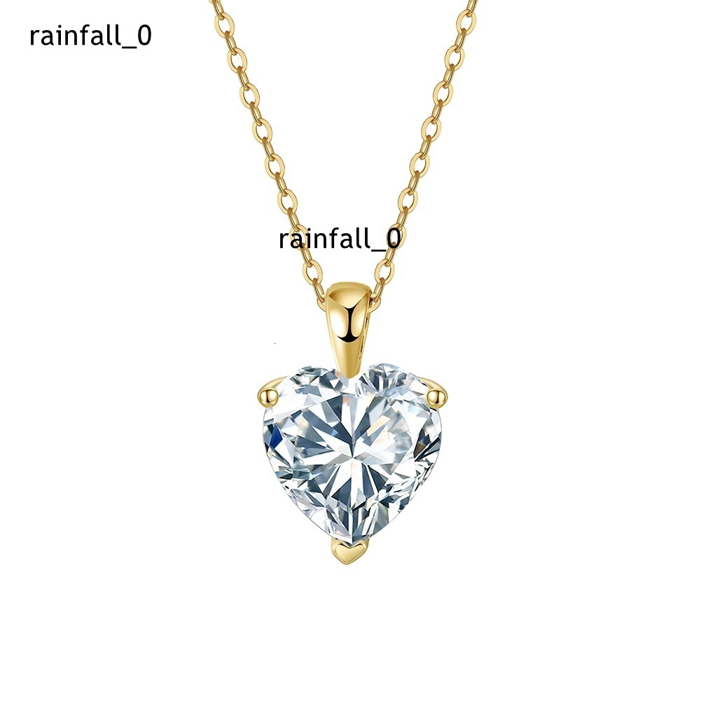RINNTIN SMON08 1CT 2CT 3CT 4CT Heart Cut Moissanite Pendant Necklace S925 Sterling Silver Trendy Valentines Day Gift for Women