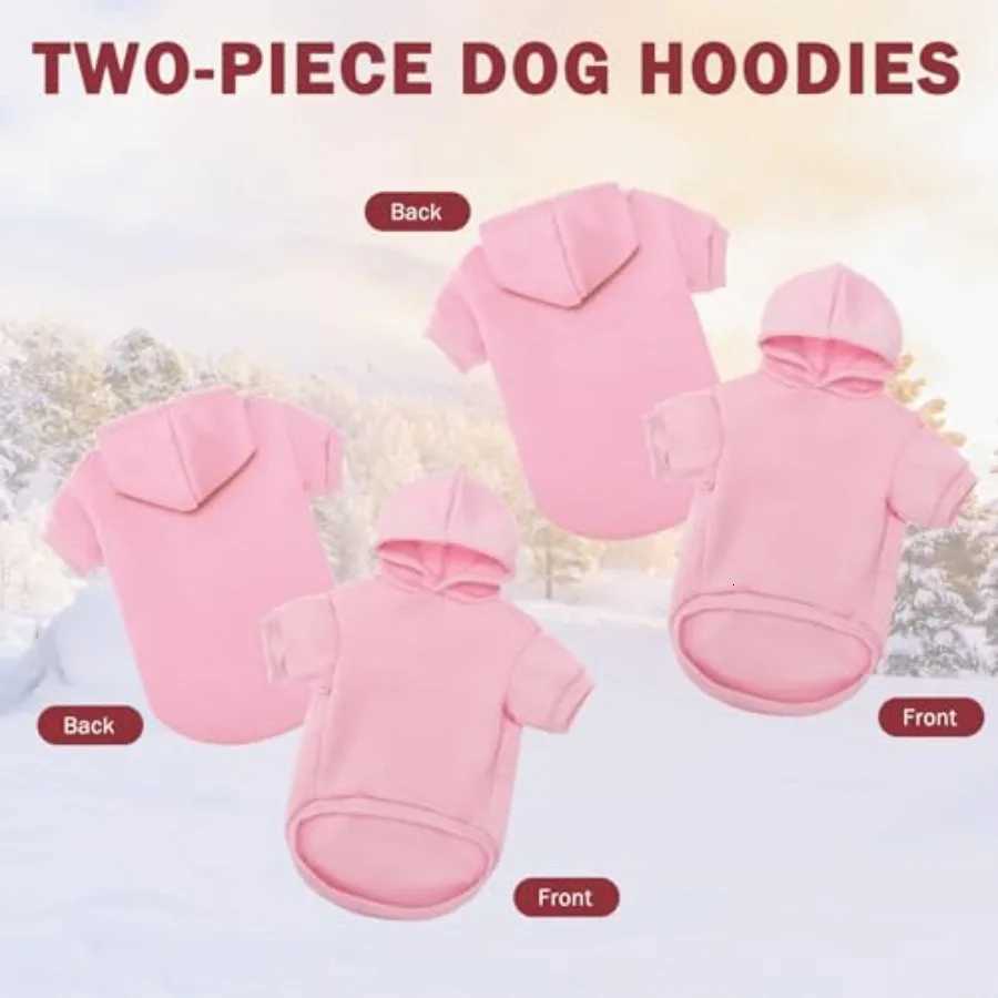 2 Pack Sweaters Hoodies for Small Medium Large Dogs Winter Warm Sweatshirt With Hat Soft Hooded Clothes Coat Outfit Pink L C251030
