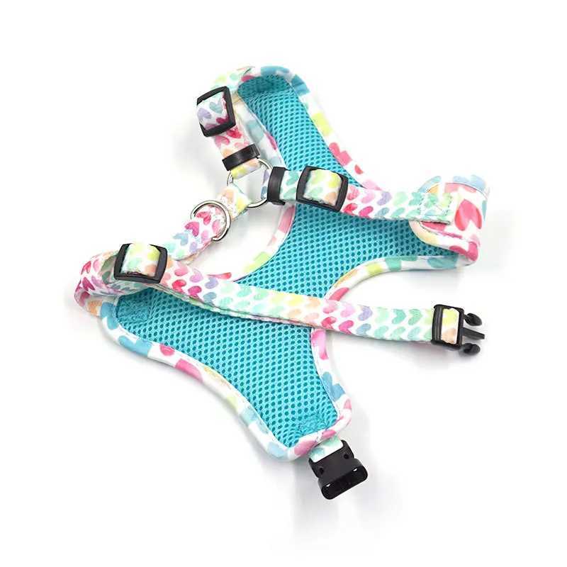 Small dog harness cute and colorful breathable and comfortable pet harness vest style dog walking for outdoor activities J251129