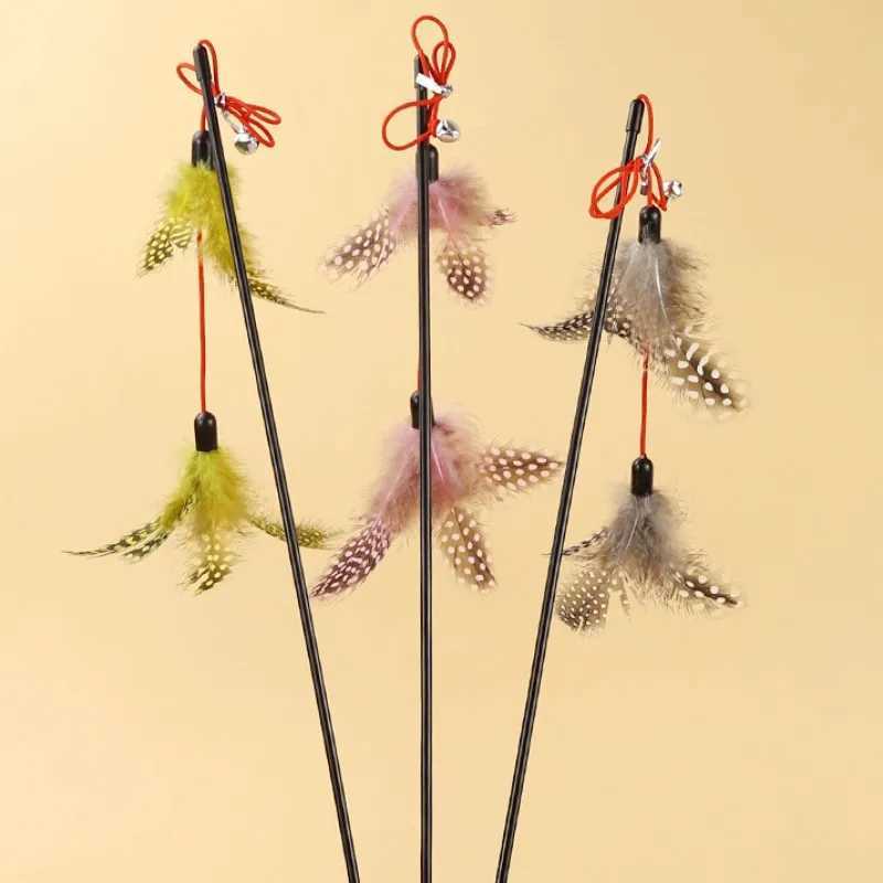 Cat Toy Feather Cats Sticks Cat Toys Interactive Double Feather Toys Cats Teasing Kitten Teaser Stick with Bell Toy Pet Products S251029