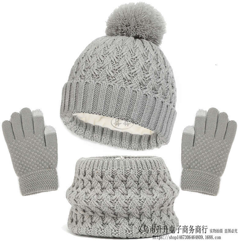 New Children's Scarf Gloves Three-Piece Set Autumn Winter Fleece Lined Thickened Single Ball Baby Hat