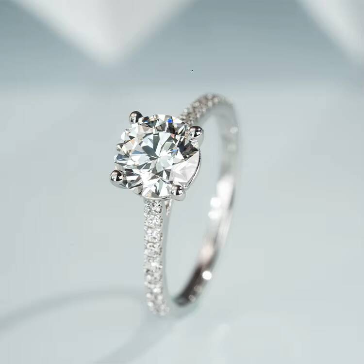 Redleaf Luxury Designer 2ct 8mm Round Brilliant Cut Moissanite Ring 14K Soild White Gold Halo Engagement Rings for Women