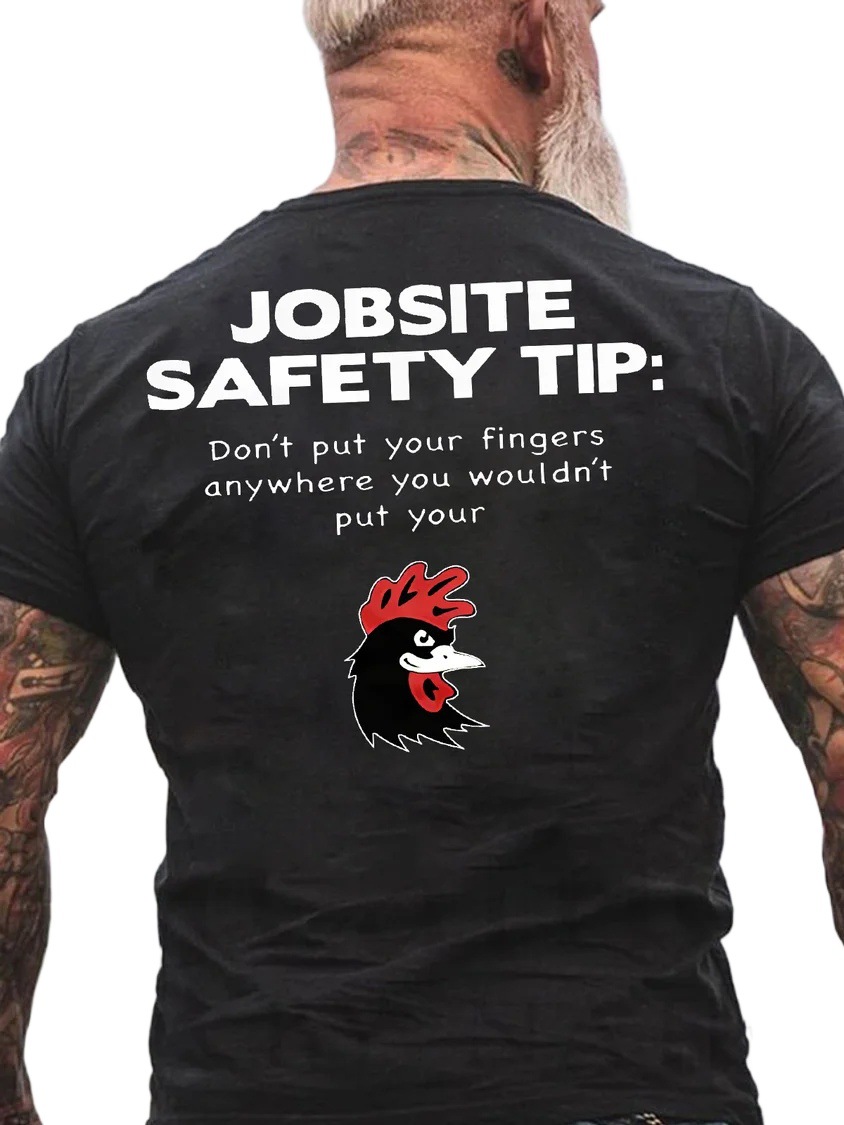 European and American Oversized Fun Rooster Graphic Print Cotton Casual Crew Neck Letter T-Shirt - TT7304