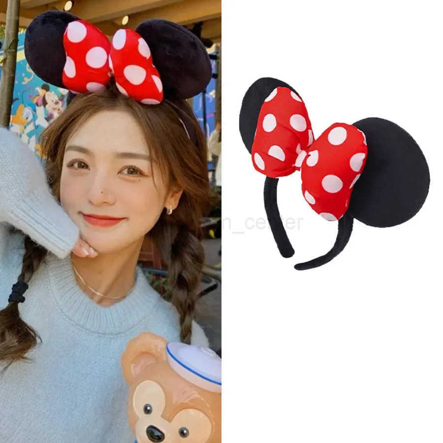 Disney Girls New Style Sequined Mickey Minnie Headband Bows Headdress Super Party Kids Cosplay Accessories Ears Headgear H251030