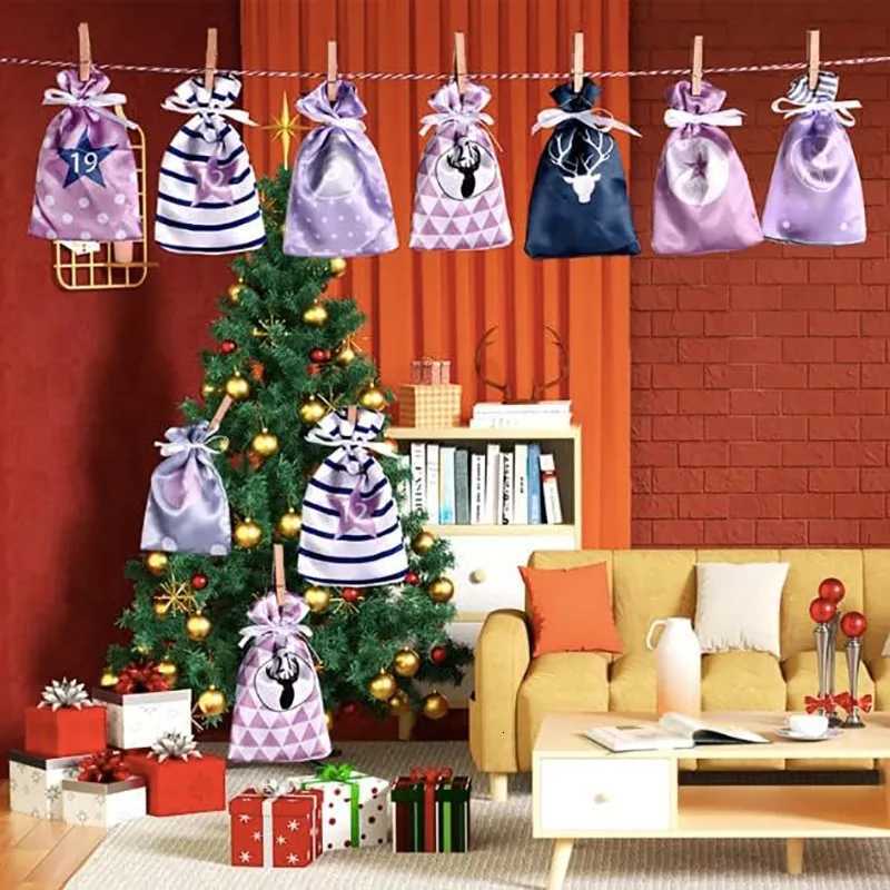 Advent Calendar Gift Bag Set 24pcsset DIY Christmas Advent Calendar Santa Claus Christmas Doll Merry Christmas Navidad kid Gift C251030