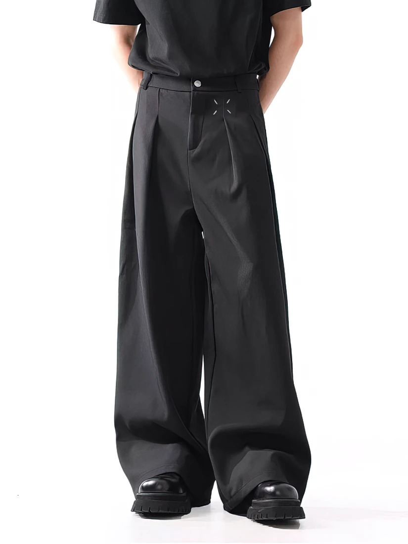 Black Baggy Pants Men Casual Wide leg Work wear Straight Trousers Male Drape Loose Cool Cargo Pants 251028