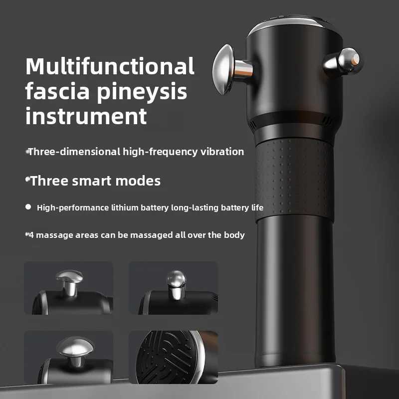 High Frequency Fascia Gun Handheld Cordless Rechargeable 3 Speeds Deep Muscle Massager with 4 Massage Heads for Full Body J251030
