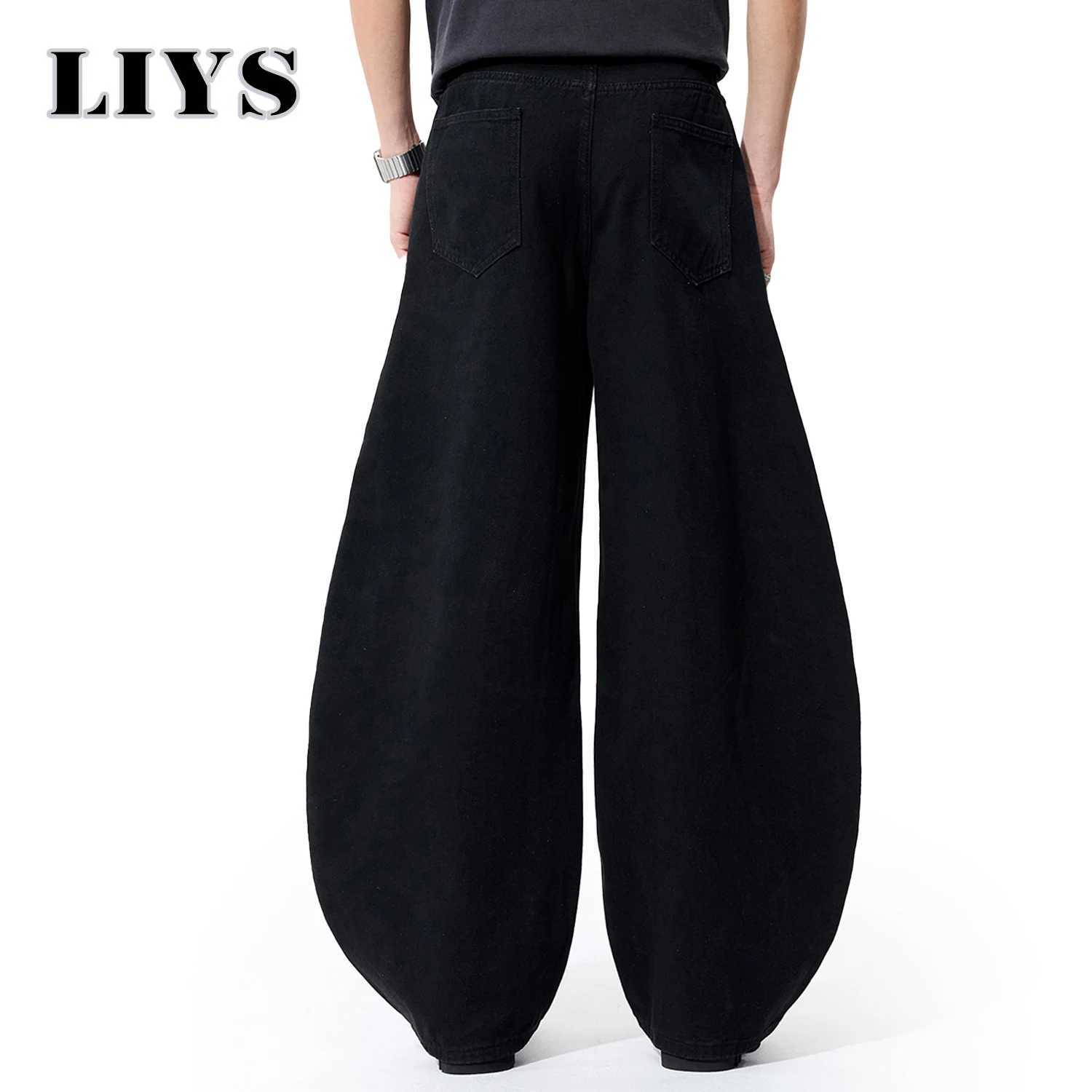 Autumn Mens Black Wide Leg Jeans Y2K Baggy Loose Fitting Denim Pants Man Solid Streetwear Loose Daily Casual Fashion Jeans J251030