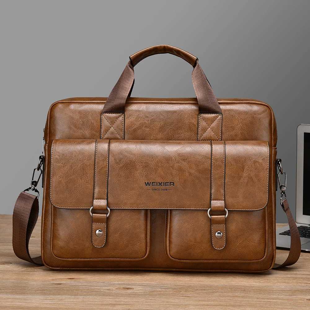 Mtiple Pockets Briefcase Mens Large Capacity Off Shoder Bag Waterproof Business Laptop Handbags Cmute Crossbody Bag Y251011