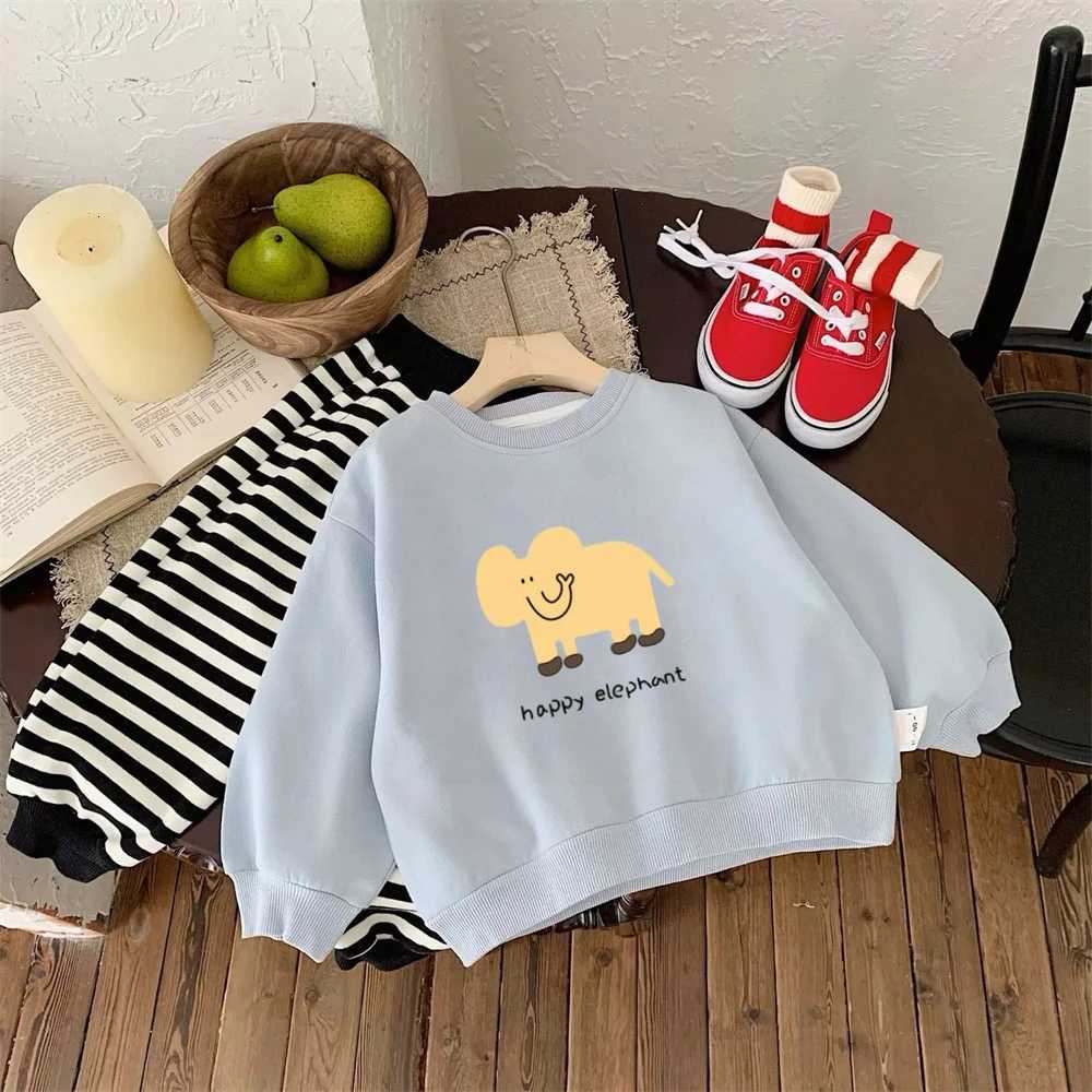 New Cute Sweatshirts Kids Casual Loose Clothes Children Fashion Crewneck Hoodie Cartoon Printed Long Sleeve Thin Simple TopsT251030