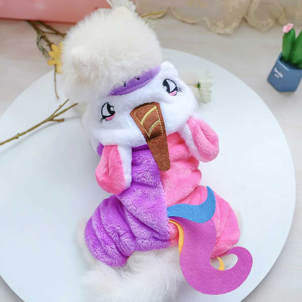 Super Soft Fleece Pet Clothing for Puppy Autumn Winter Plush Warm Dog Overalls Four Legged Dinosaur Unicorn Cosplay Cat Clothing C251030