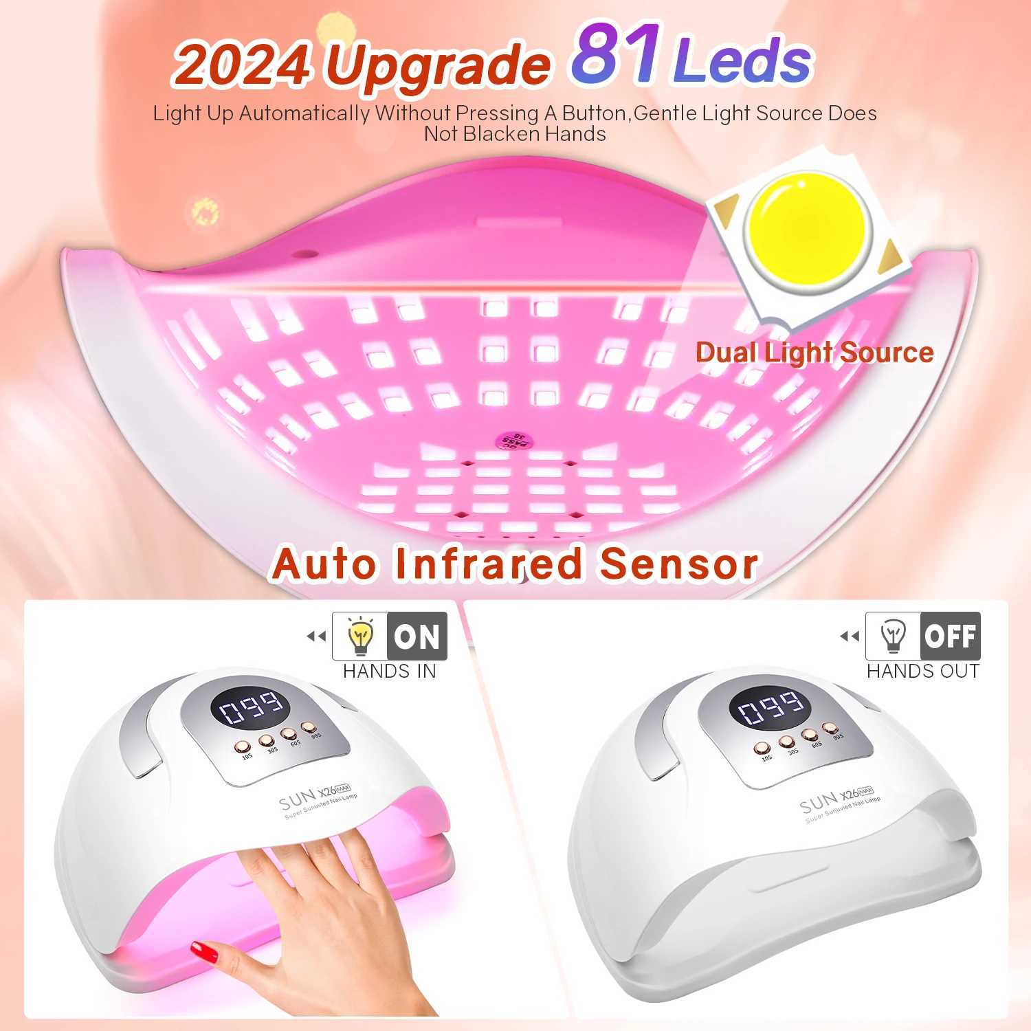 380W LED UV Light Dryer for Nails Gel Polish with 81LEDs 4 Timer Setting HD Display Screen Auto Sensor Professional Nail Light L251030