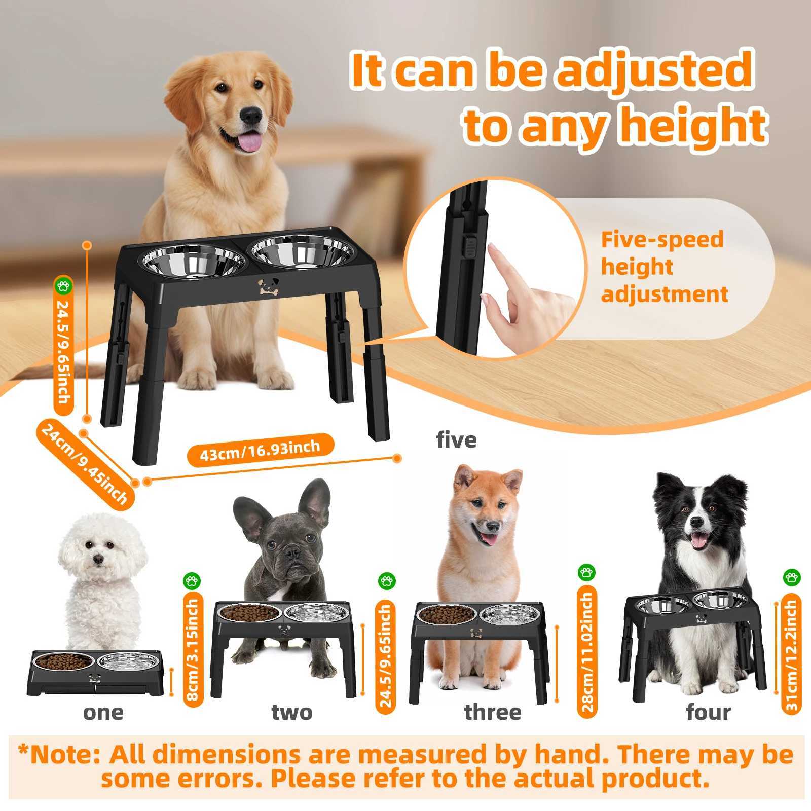 Ortable NonSlip Elevated Dog Bowls Foldable Xiaz Raised Feeder Bowls Stand Set With 2 Stainless Steel Bowls J251113