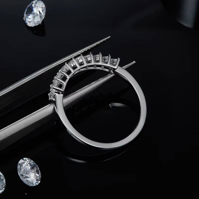GRA Certificated Pass Diamond test Pear Cut Moissanite S925 Sterling Silver Wedding Engagement Half Eternity Band Rings