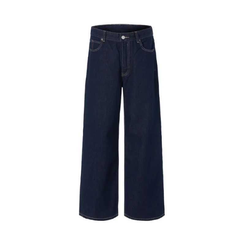 2025 autumn fashion color straight leg rolled edge jeans for men loose and versatile Japanese style long pants J251030