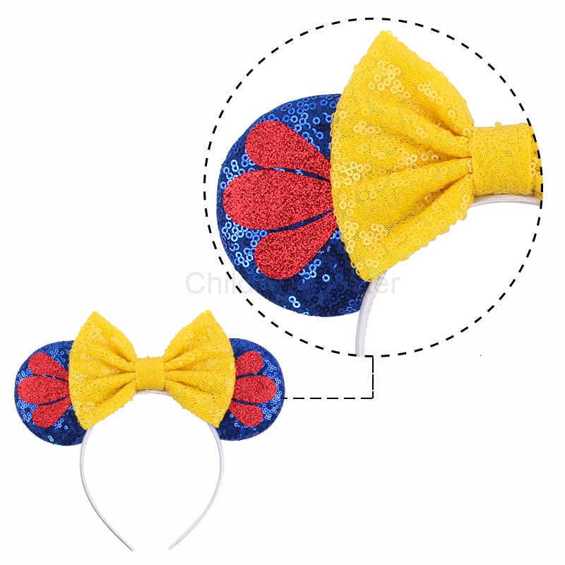 Disney Mickey Black Mouse Ears Headband For Girls Women Sequins 5Bow Party Hairband Festival DIY Hair Accessories Femme H251030