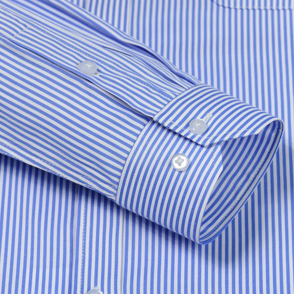 Mens Long Sleeve Striped Dress Shirts Regular Fit Comfy Cotton Blend Business Office Casual Buttonup with Front Pocket 251029