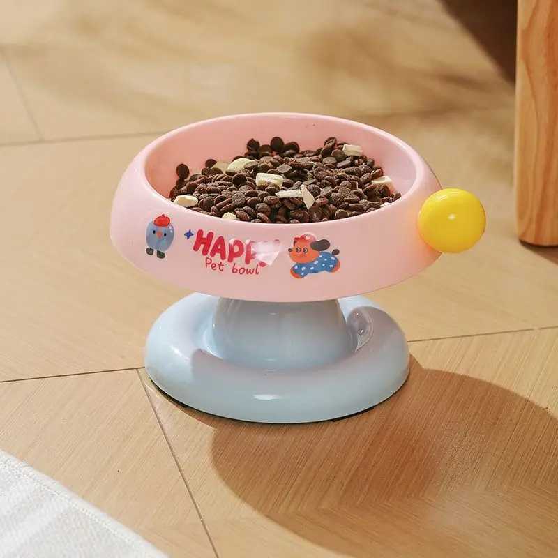 Vacuum suction pet bowl suitable for cats and dogs protects the neck water bowl dog bowl tilted mouth highlegged bowl J251113