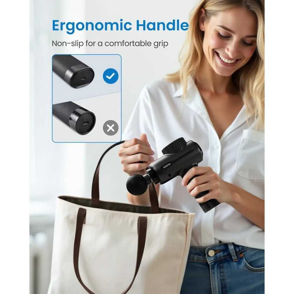 RENPHO Massage Gun Deep Tissue Portable Percussion Muscle Massager with Bluetooth Handheld Device for Back and Neck Carry Cas J251030
