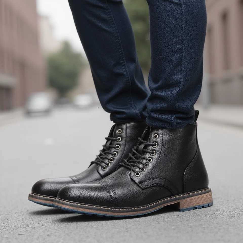 Ankle boots men 2024 fashion comfortable brand leather boots for men Z251029