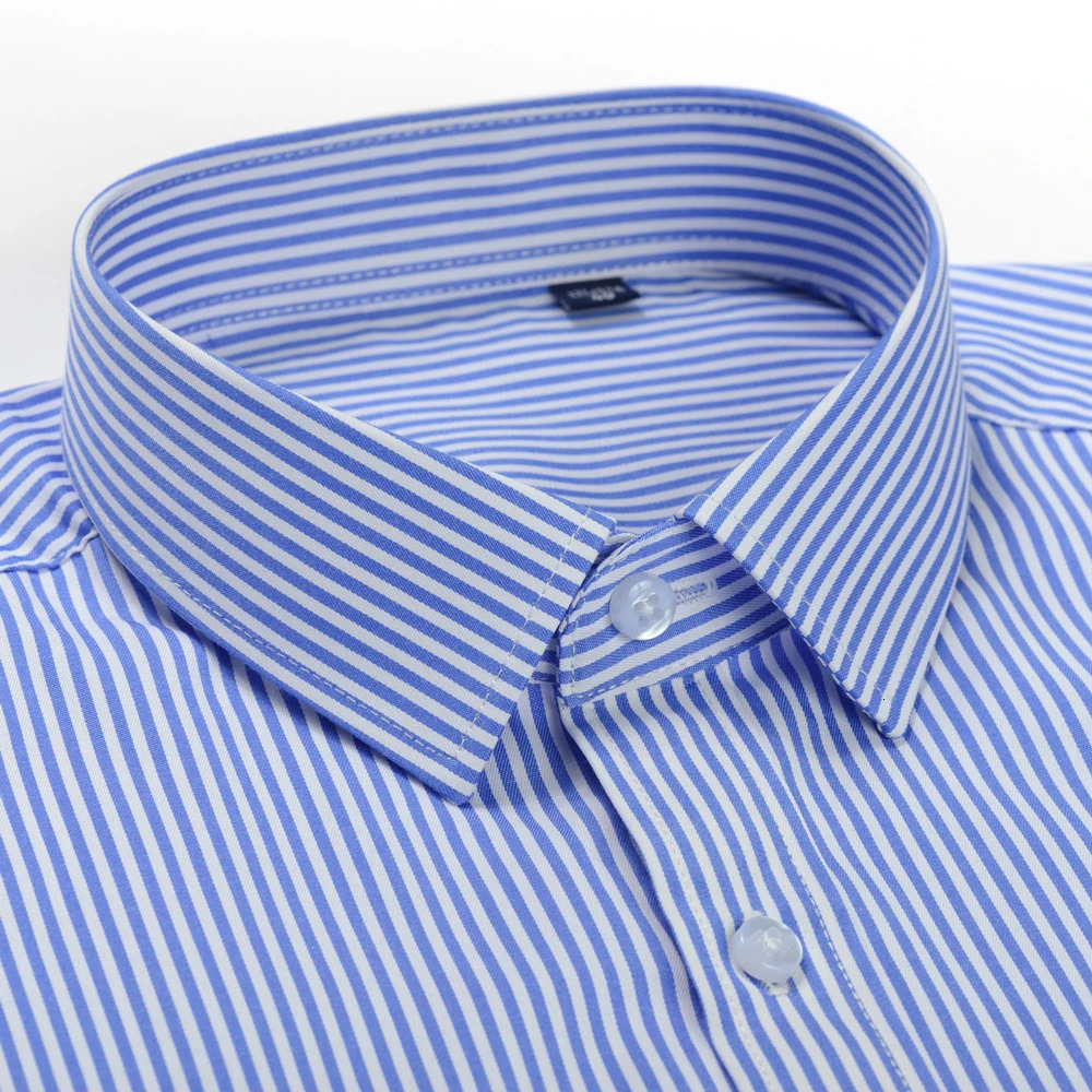 Mens Long Sleeve Striped Dress Shirts Regular Fit Comfy Cotton Blend Business Office Casual Buttonup with Front Pocket 251029