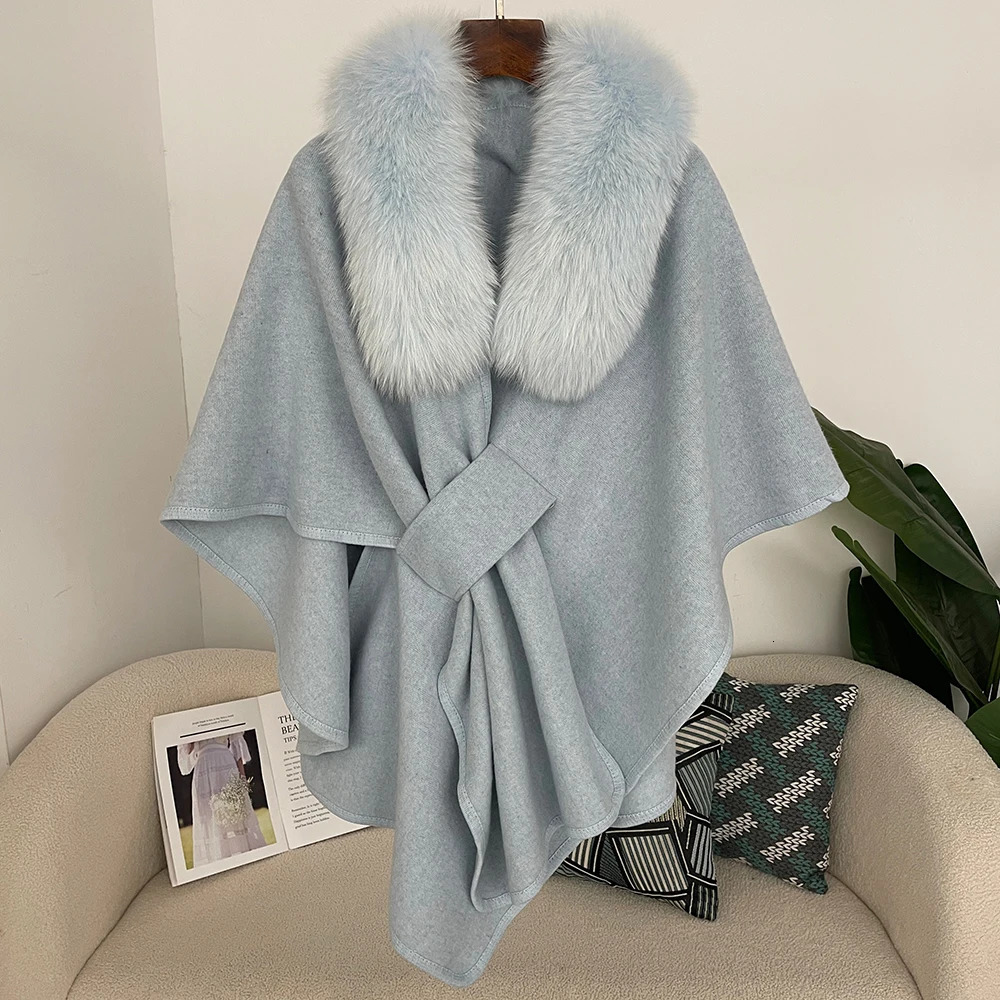 Woolen Blend Jacket Cloak Poncho Spring Scarf Female Real Fur Coat Women Spring Autumn Warm Shawl Thickening Fur Coats 251029