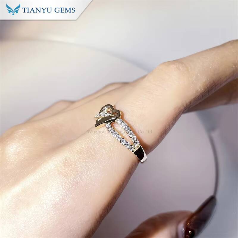 Tianyu Gems Heart Shape Design Moissanite Diamonds 10k 14k 18k Solid Classic Wedding Rings for Women