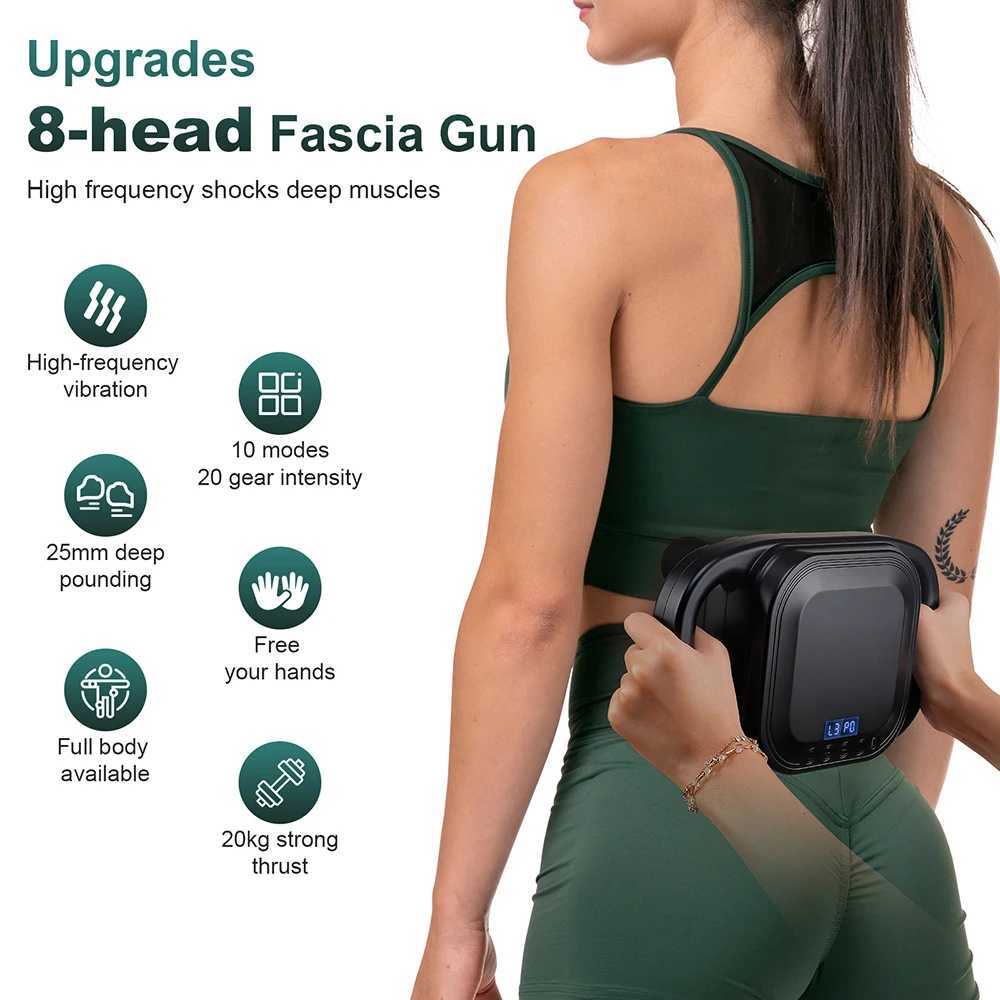 8Head Fascia Gun HighFrequency Vibration Body Massage Gun Back and Waist Massager Neck Shoulder Massager Muscle masajeador J251030