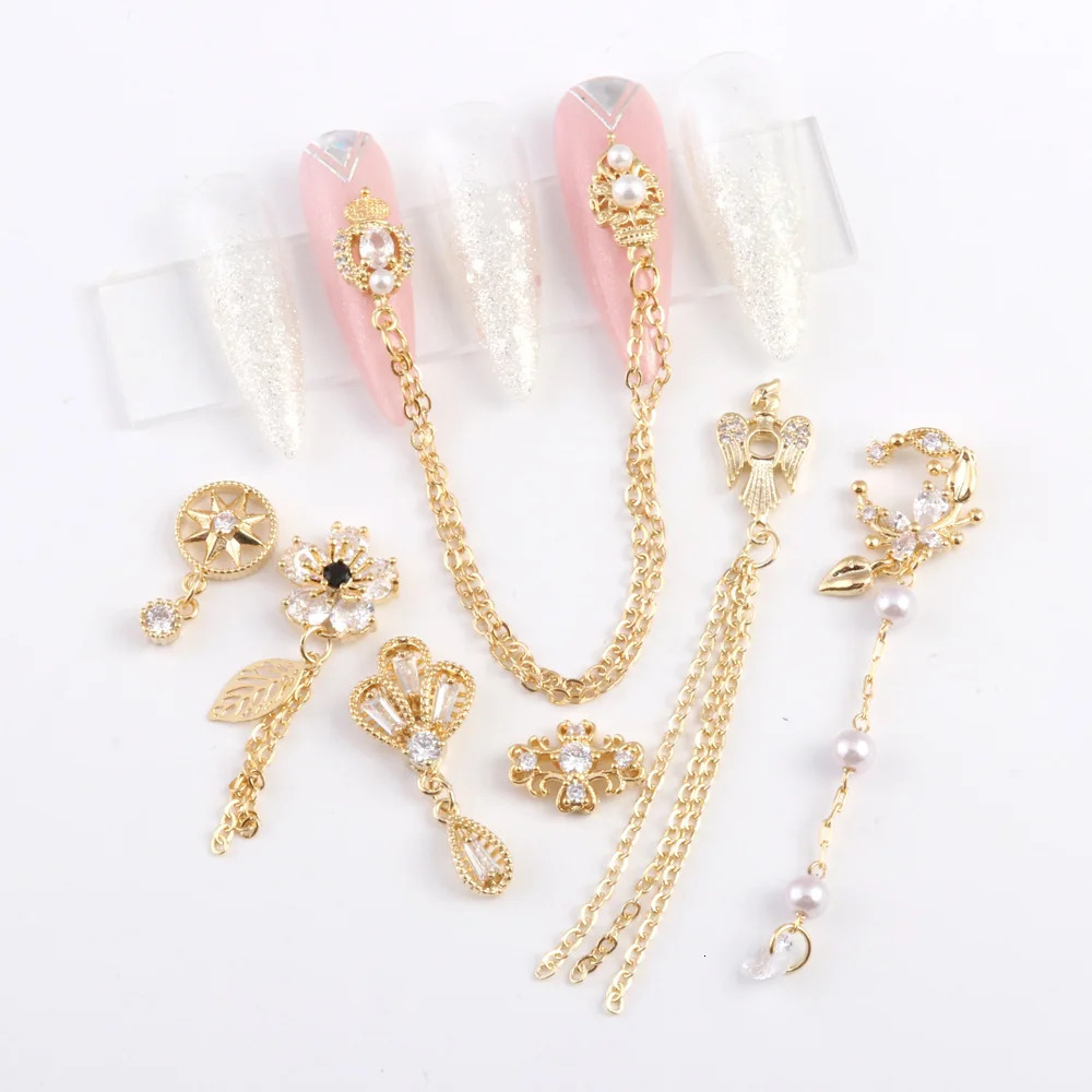 LZ Nail Art Rhinestones Zircon Jewelry Light Diamond Microset Zircon Chain Pendant Decorations 251027