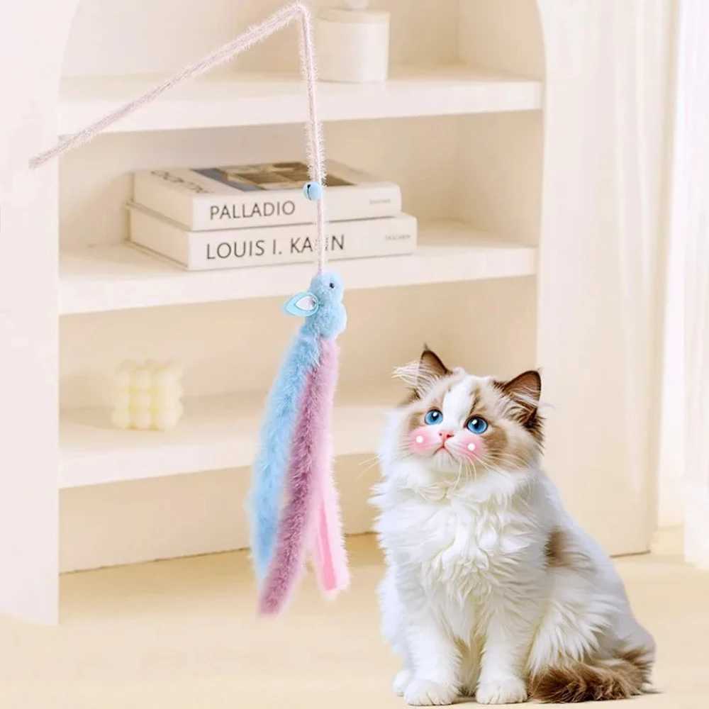 2pcs Cat Toys Plush Tassel Cats Teaser Stick Wool Rabbit Cat Toys Interactive Sticks Cats Toy with Bell Kitten Toy Pet Supplies S251029{category}